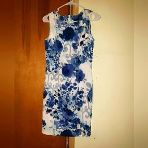 White Connected Floral Print Dress, Women's Size 4